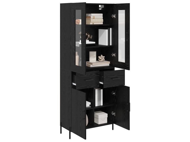  Buffet - haut armoire chêne noir 69,5 x 34 x 180 cm bois d'ingénierie  - Conforama C