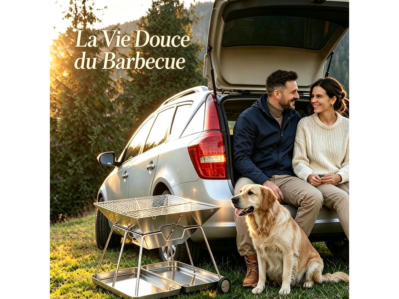  Barbecue portable barbecue à charbon, pliable barbecue grille inox  - Conforama D