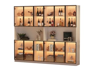 Vitrine coloris blanc 12 étagère(s) <strong>KORFEE</strong> <strong></strong> - 137.6 cmx240 cm