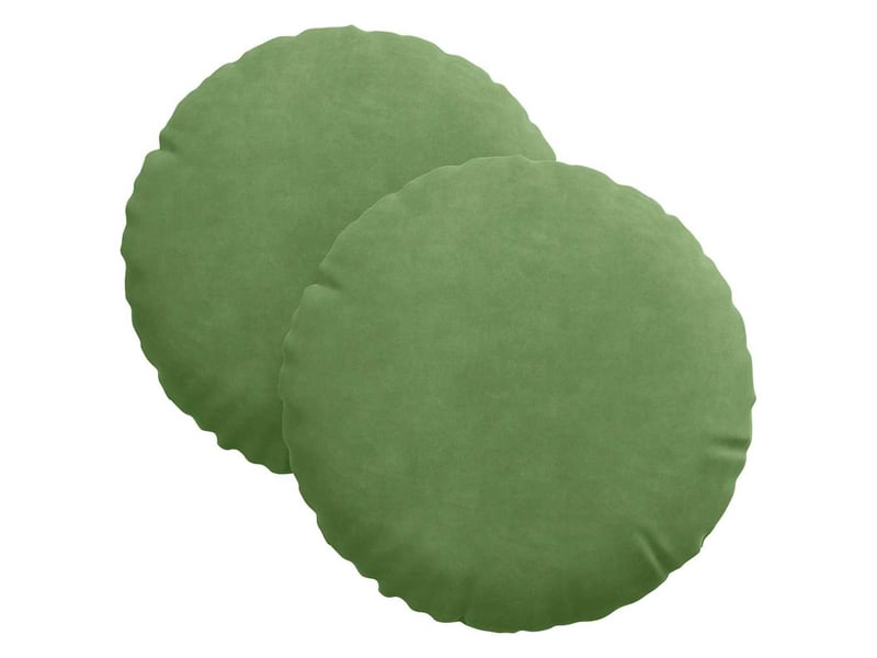  Lot de 2 coussins de siège, coussins décoratifs velours vert clair ø30 x 13 cm cf59915  - Conforama A