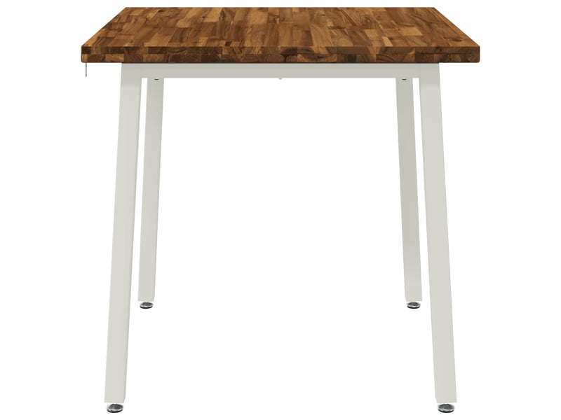  Table à manger 70x70x75 cm bois d'acacia massif naturel et blanc carré shl99352  - Conforama C