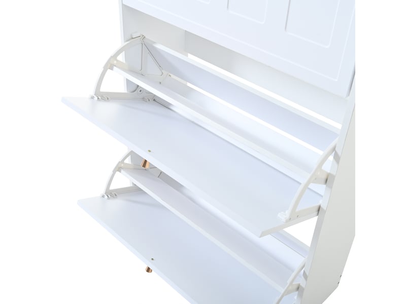  Meuble à chaussures 1 tiroir 6 étagères en mdf blanc 70 x 25 x 123.5 cm  - Conforama E