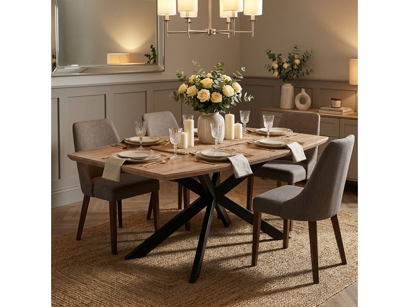 Table extensible en chêne avec pieds en métal 90x160210cm queens - chêne  - Conforama B