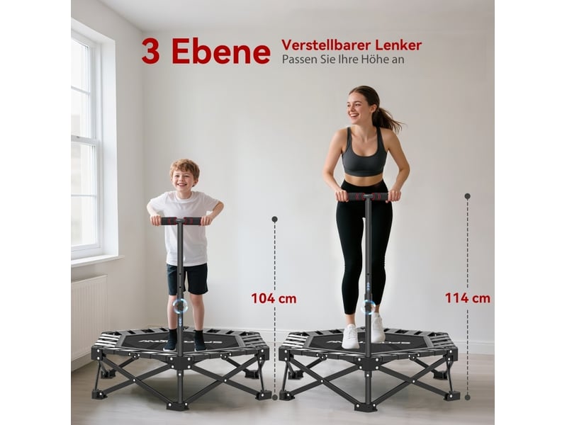  Trampoline de fitness 104x104x114 cm pliable avec poignée en t réglable métal noir  - Conforama E