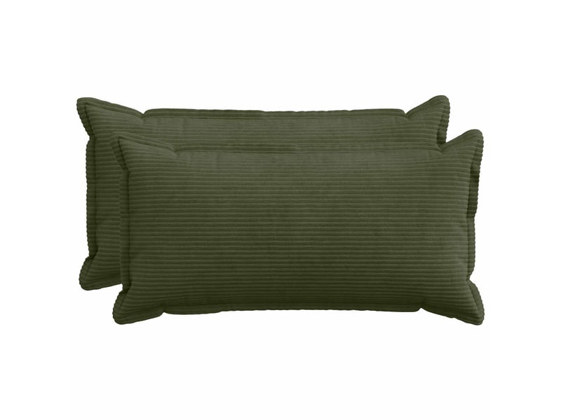  Lot de 2 housses de coussin houten vert 40 x 80 cm velours côtelé cf49383  - Conforama B
