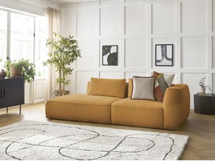 Canapé droit fixe BOBOCHIC LEOPOLD 3 places Tissu jaune
