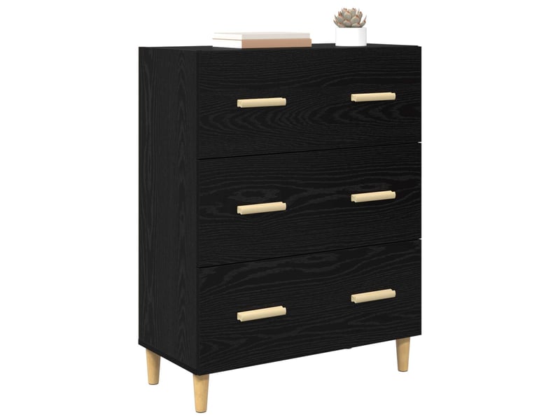  Buffet - bahut - meuble de rangement chêne noir 69,5 x 34 x 90 cm bois d'ingénierie  - Conforama C