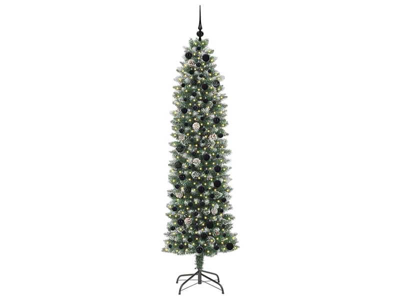  Sapin de noël, arbre de noël artificiel slim vert et blanc 210 cm shl8651  - Conforama C