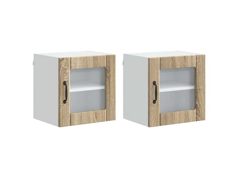  Meuble mural de cuisine, cabinet en verre mural 2 pcs chêne sonoma shl7017  - Conforama A