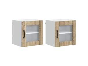 Meuble mural de cuisine, cabinet en verre mural 2 pcs chêne sonoma shl7017
