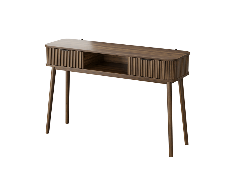 Console,120x35x77,6 cm,2 tiroirs style vintage,mdf,effet noyer - Conforama A