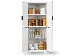 Armoire d'angle 60x60x172 cm 4 portes et étagères réglables blanc