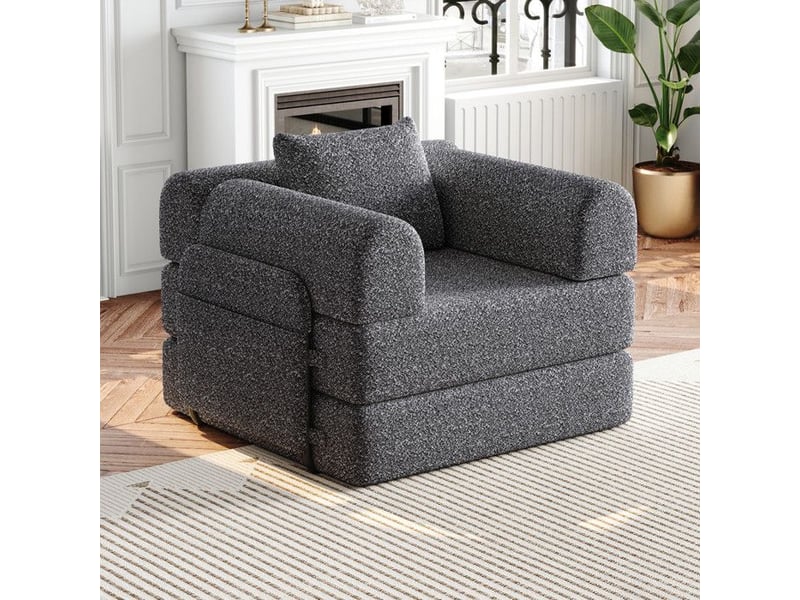  Canapé-lit chenille - 2-en-1 - compartiment de rangement - trois cadres métalliques - montage facile - gris gris - Conforama C