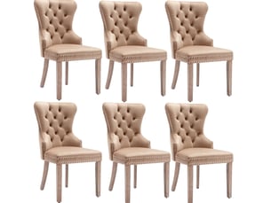 Lot de 6 chaises de salle à manger 53x46,5x95 cm pieds réglables bois café clair