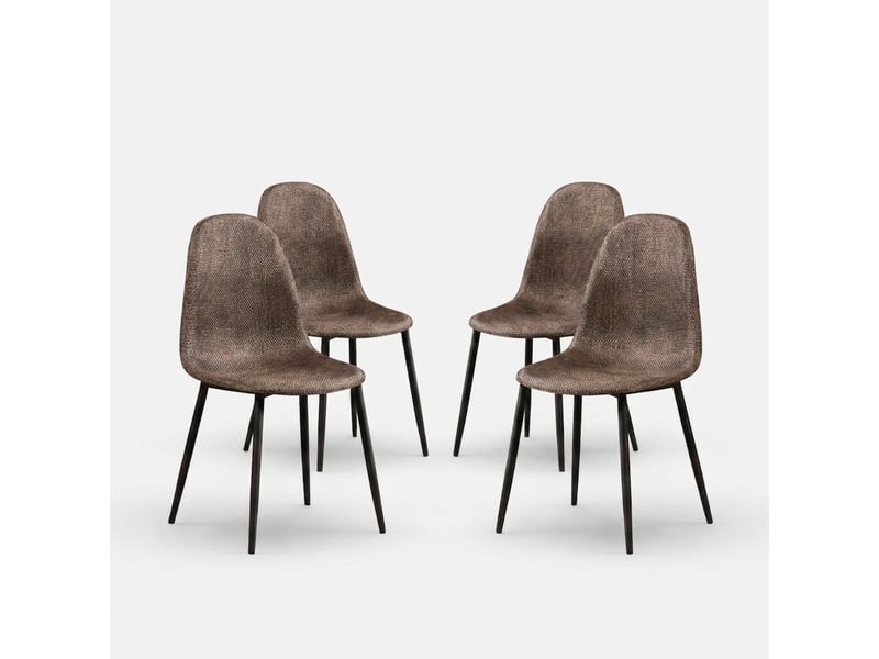  Lot de 4 chaises de salle à manger rembourrées en rotin synthétique vienna - marron  - Conforama A