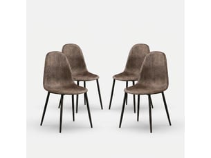 Lot de 4 chaises de salle à manger rembourrées en rotin synthétique vienna - marron