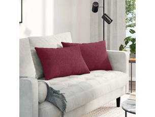 Lot de 2 coussins de canapé, coussins décoratifs tissu bordeaux 60 x 40 cm cf58800