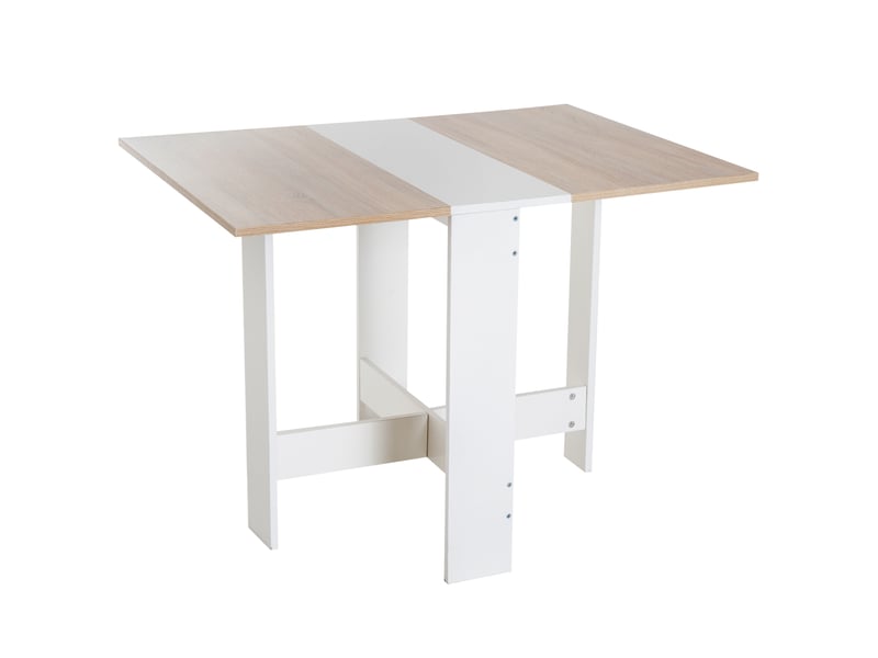  Table de salle à manger extensible et pliante en bois de chêne blanc, dimensions 103 × 76 × 73,5 cm  - Conforama A