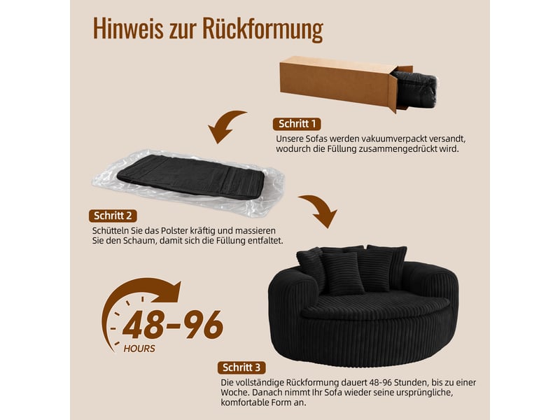  Canapé d'angle 1 places en tissu chenille gris, 217×217×83 cm, accoudoirs galbés, mousse et ressorts ensachés  - Conforama R