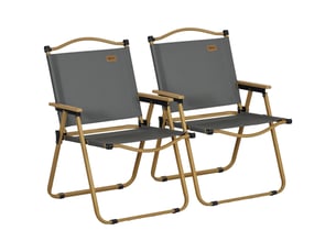 Lot de 2 chaises de jardin pliantes avec accoudoirs, chaises de camping et de plage en tissu oxford, 54 x 59 x 78 cm, gris foncé