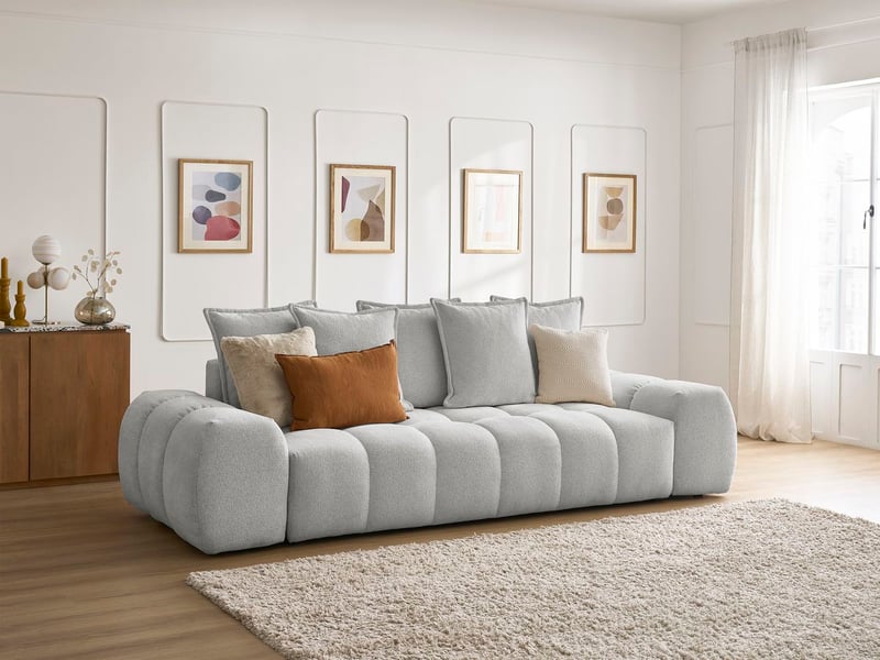 Bobochic canapé droit fixe 3 places everest tissu chiné gris clair EVEREST - Conforama B