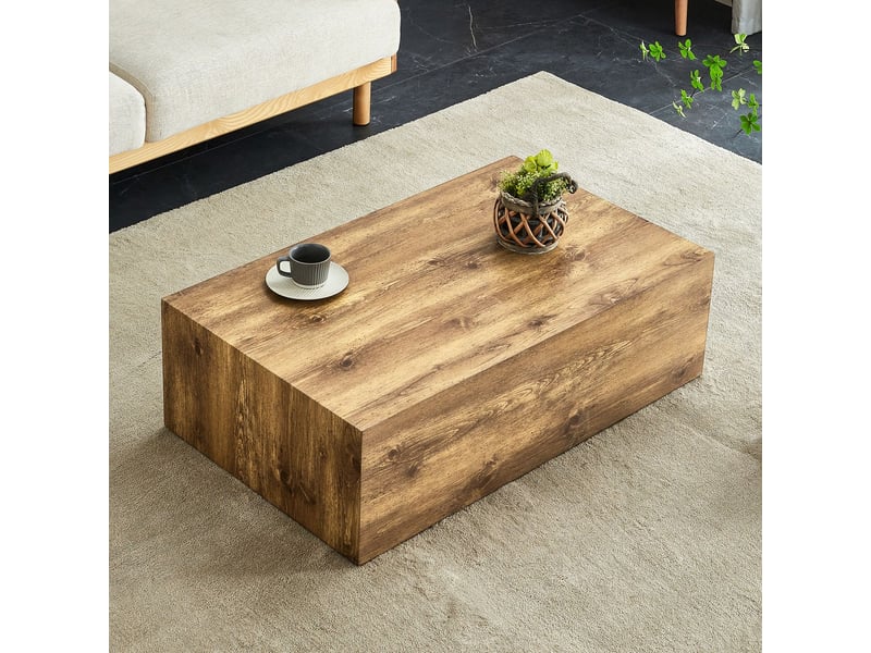  Table basse 90 x 50 x 30 cm forme rectangulaire aspect bois mdf pieds antidérapants style luxe moderne  - Conforama B