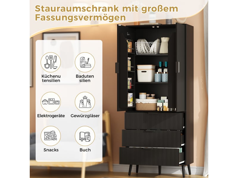  Armoire de cuisine 2 portes 3 tiroirs en mdf noir 75 x 35 x 180 cm N635P48856970S - Conforama E