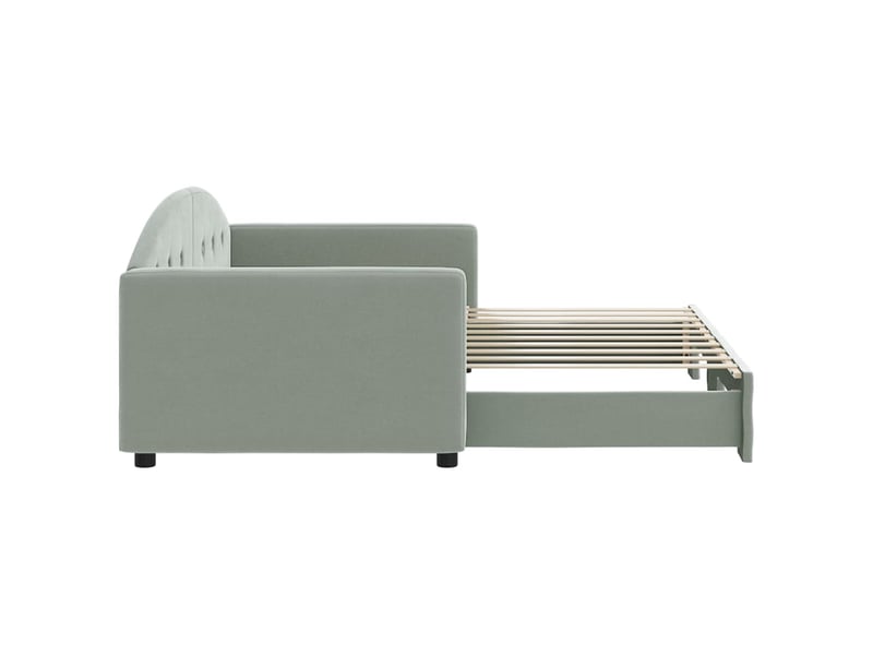  Lit simple- lit adulte -  lit de jour avec lit gigogne gris clair 90x190 cm velours  - Conforama C