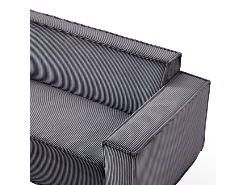  Canapé droit 2 places en velours côtelé gris, assise profonde, sans montage, confortable pour salon ou bureau  - Conforama W