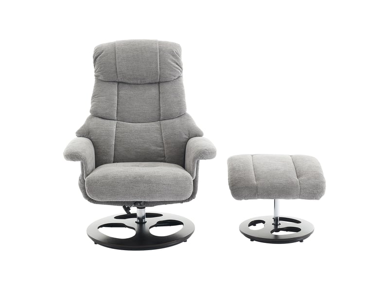  Fauteuil relax massage,83,5x81x111 cm,chauffant avec repose-pieds,chenille,gris  - Conforama D