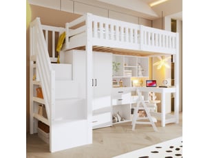 Lit avec rangement 90x200 cm <strong>HOMVRA</strong> <strong></strong> coloris blanc