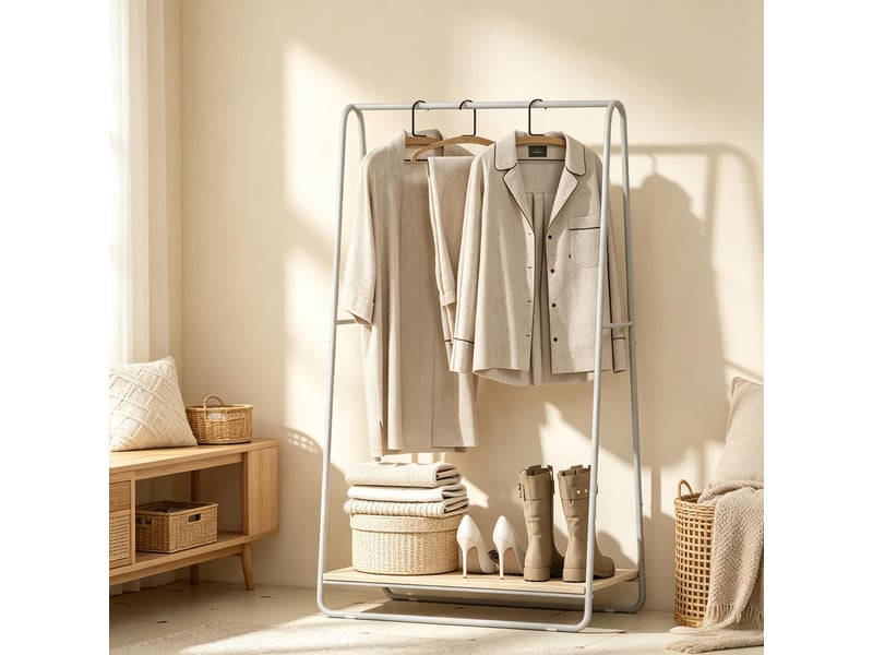 Porte-manteau multifonction 3 en 1 avec range-chaussures, noir et bois  - Conforama B