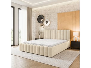 Lit coffre 120x200cm <strong>MASSENO</strong> <strong></strong> coloris beige