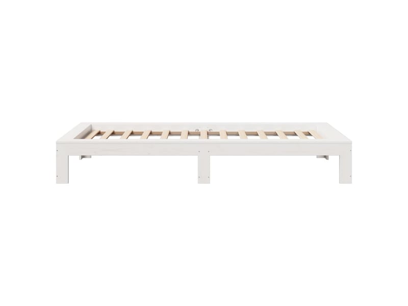  Lit simple- lit adulte -  cadre de lit sans matelas blanc 100x200 cm bois de pin massif  - Conforama D