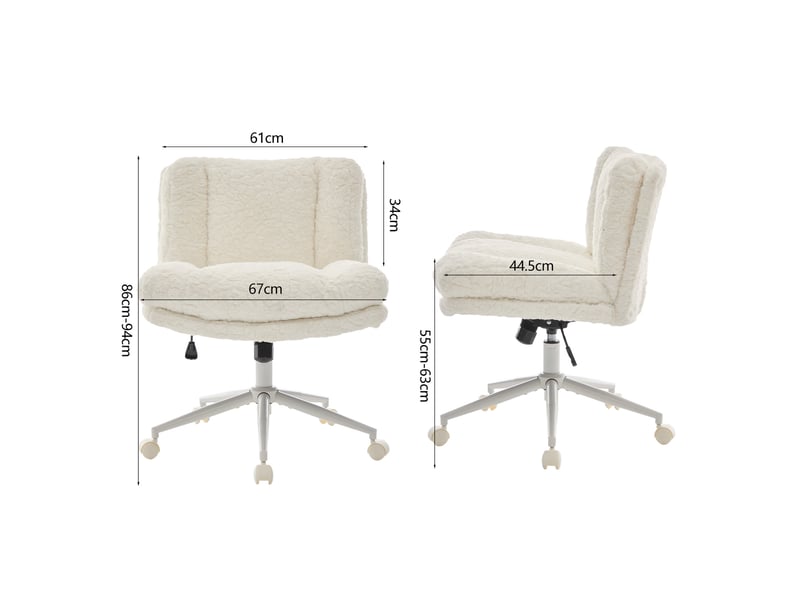  Chaise de bureau pivotante et réglable crème, piètement en métal W3223P403708 - Conforama C
