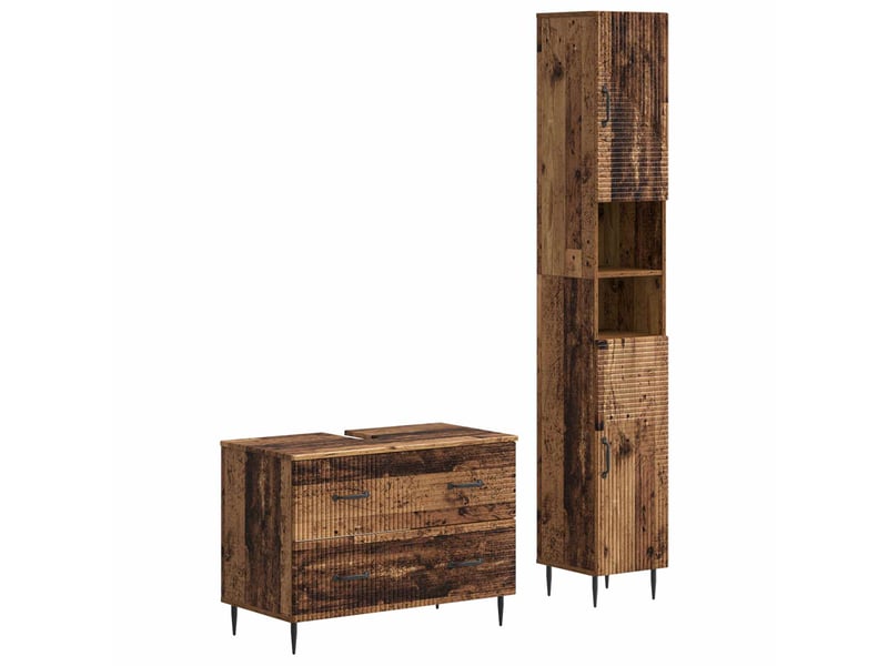  Ensemble de 2 meubles de salle de bain haarlem bois ancien cf63155  - Conforama A