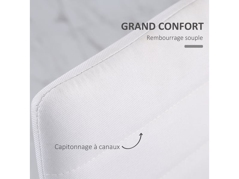  Lot de 4 chaises de salle à manger chaises de cuisine avec dossier haut pieds en métal et tissu en lin blanc 41x50x97cm  - Conforama E