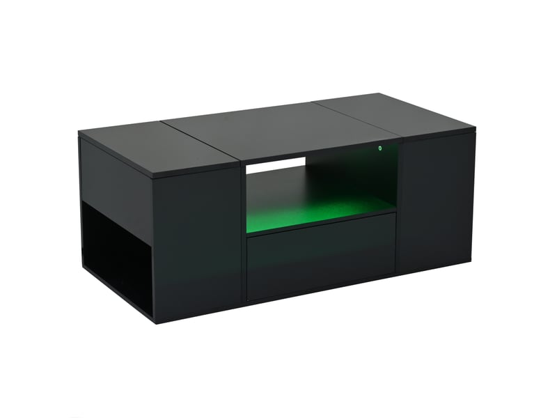  Table basse 100x50x40 cm led panneau de particules noir  - Conforama A