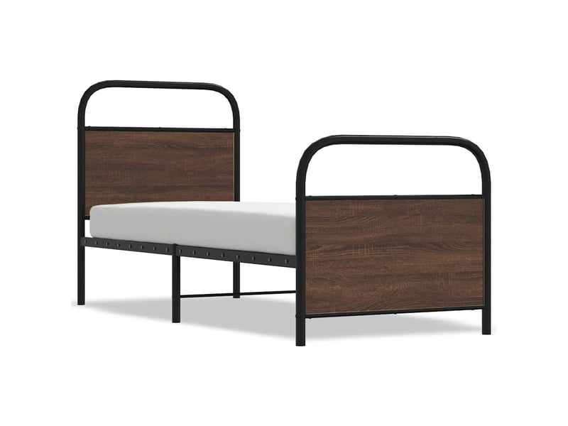  Lit simple- lit adulte -  cadre de lit sans matelas 80x200cm chêne marron bois ingénierie  - Conforama A