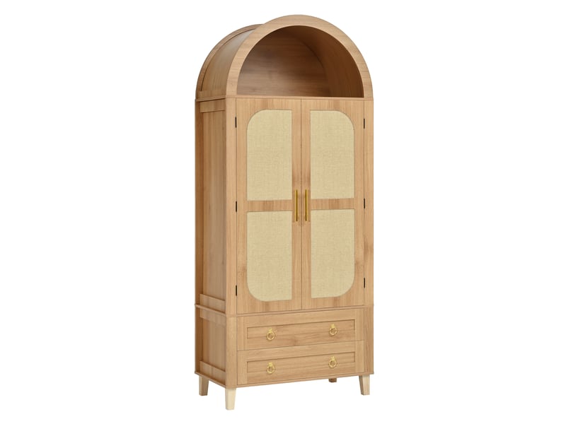  Buffet haut,76x40x179,5 cm,led pilotée par application,mdf,naturel  - Conforama A
