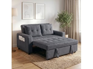 Canapé-lit 2 places 157x190 cm convertible en velours côtelé gris foncé sans matelas