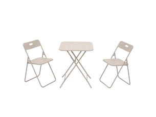 Ensemble bistrot pliable 2 places beige en acier résistant aux intempéries cravdom
