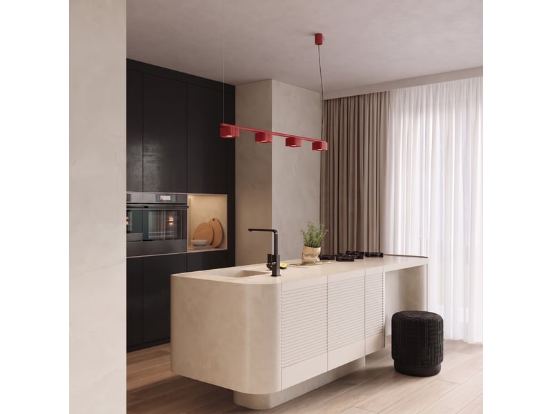 Lustre riff 4 rouge gx53 aluminium moderne 208x122x10cm SL.3090 - Conforama C
