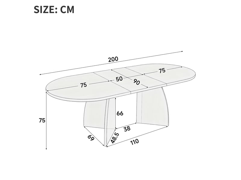  Table à manger extensible 150 à 200 cm, 6 à 8 places, mdf, aspect travertin  - Conforama E