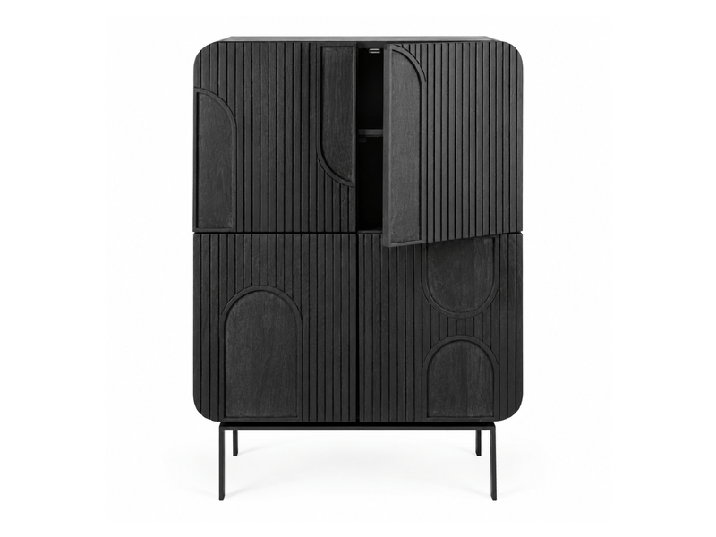  Meuble de salle à manger 4 portes , manguier noir, mira  - Conforama A