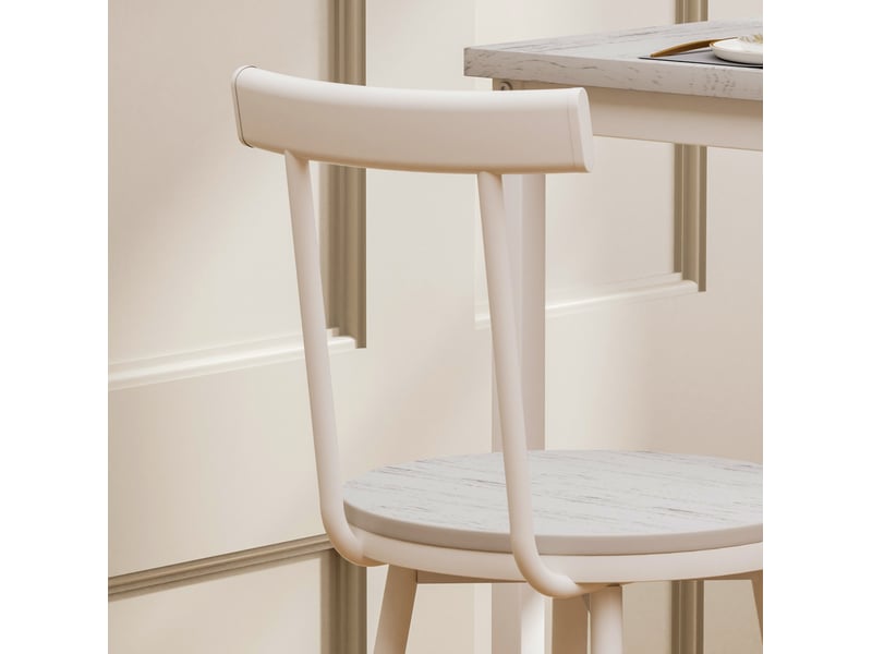  Ensemble table haute et 2 tabourets blancs style industriel en panneaux de particules et acier, pour petits espaces  - Conforama D