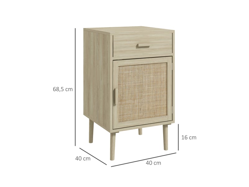  Lot de 2 tables de chevet, tables de nuit avec tiroir et placard, étagère réglable, 40 x 40 x 68,5 cm, chêne  - Conforama E
