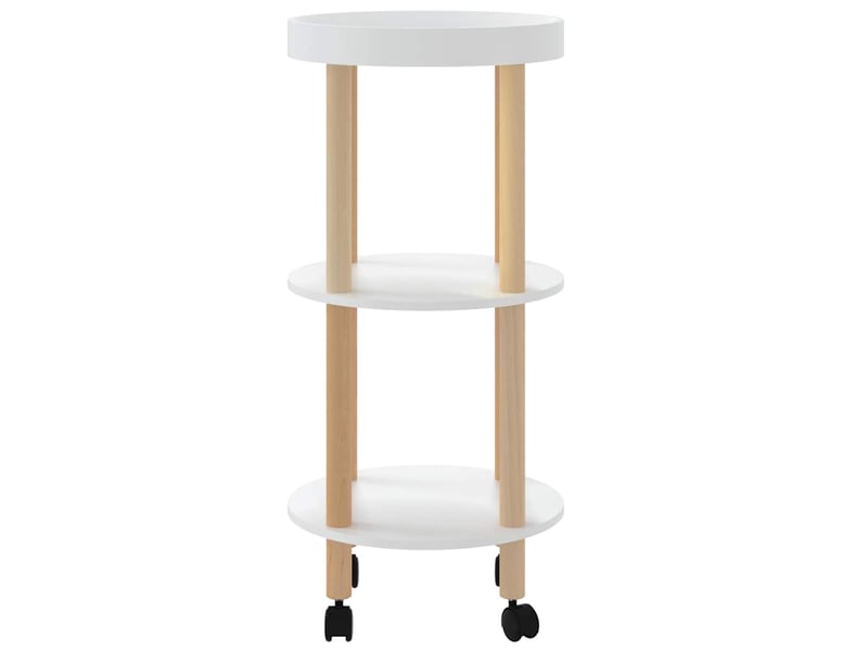  Desserte de cuisine, chariot à 3 niveaux blanc 38x38x82 cm bois d'ingénierie et pin  - Conforama D