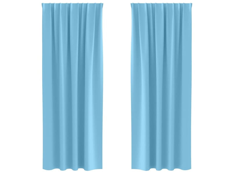 Lot de 2 rideaux occultants, rideaux black-out avec anneaux bleu clair 245 x 140 cm cf44593 - Conforama A