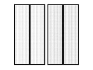 Lot de 2 rideaux de porte contre insectes, moustiquaire 210x100cm magnétique noir cf43612